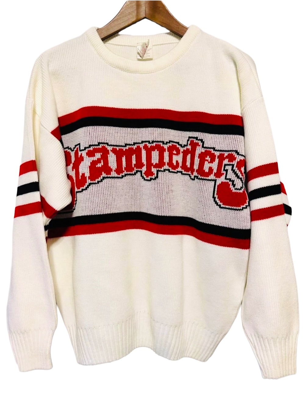 Vintage Calgary Stampeders CFL Knit Sweater Ravens Athletic S + 5 Collector Pins